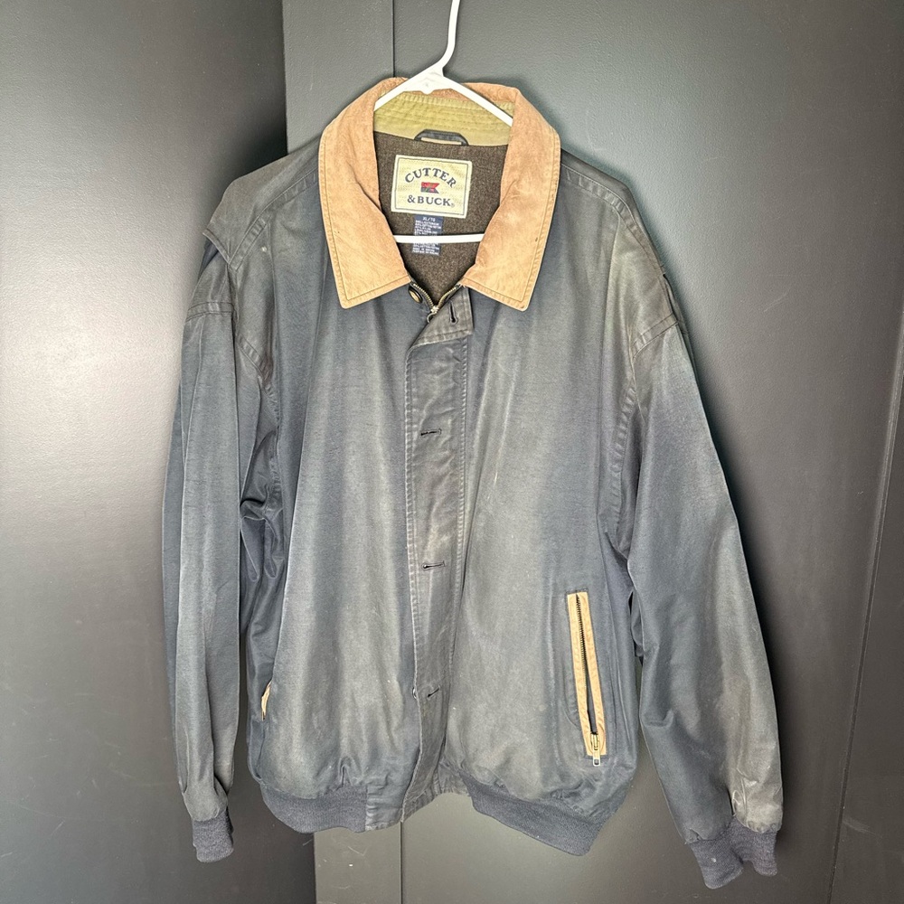 Cutter & Buck Navy Jacket with Tan Corduroy Collar